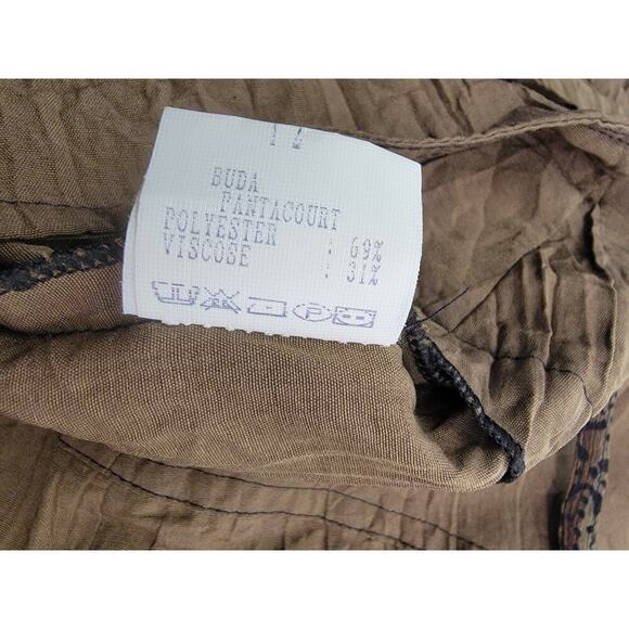 Double Jeu Crop Trouser Pants Womens S/M Crinkle Bohemian Boho Hippie Brown Rare - Picture 8 of 11